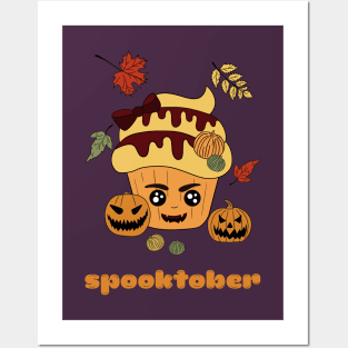 Cute and creepy Halloween pumpkin cup cake - spooktober Posters and Art